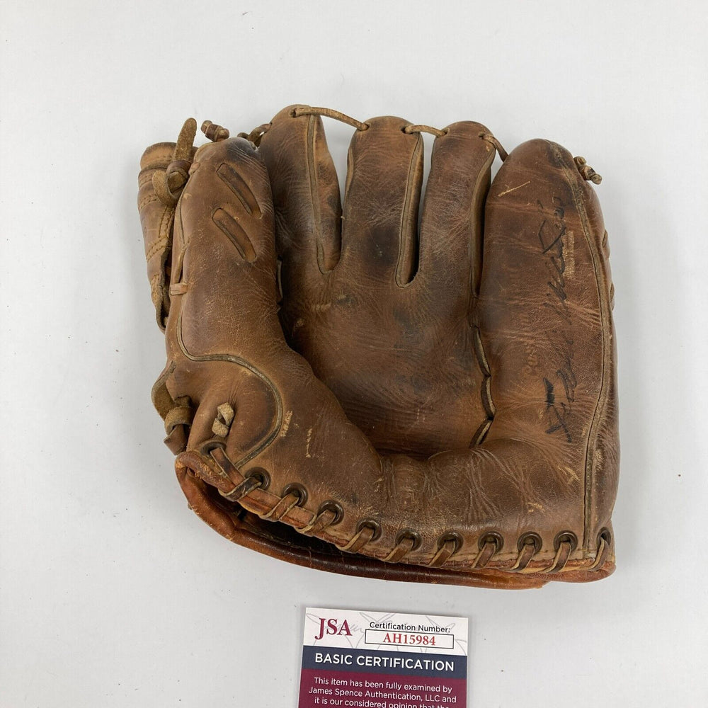 Eddie Mathews Signed 1950's Rawlings Game Model Baseball Glove JSA COA