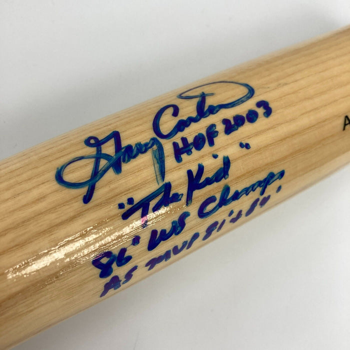 Gary Carter Signed Heavily Inscribed STAT Baseball Bat JSA COA