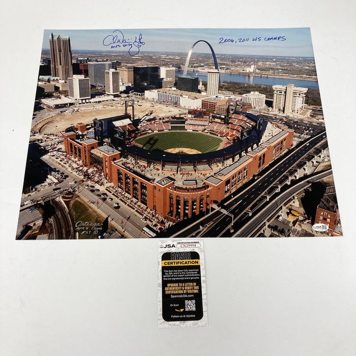 Adam Wainwright 2006 & 2011 W.S. Champs Signed 16x20 Photo JSA COA