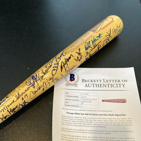 Chicago White Sox HOF & Legends Signed Bat 43 Signatures Bo Jackson Beckett COA