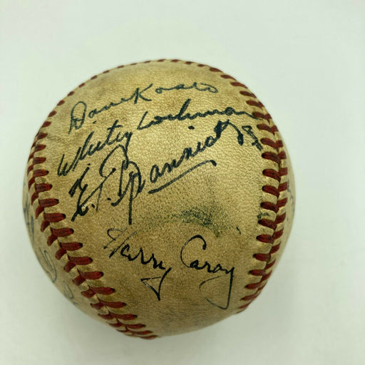 Russ Hodges Harry Caray Ernie Harwell 1953 Giants Broadcast Signed Baseball PSA