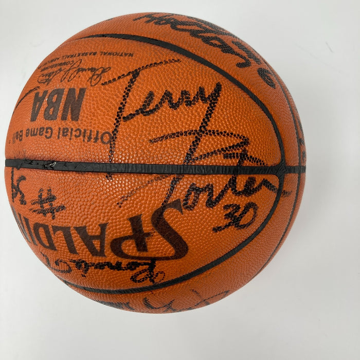 1987-88 Portland Trail Blazers Team Signed Game Used Spalding Basketball JSA COA