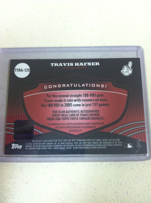 2006 Topps Triple Threads Travis Hafner Signed Game Used Jersey Card #D 01/18