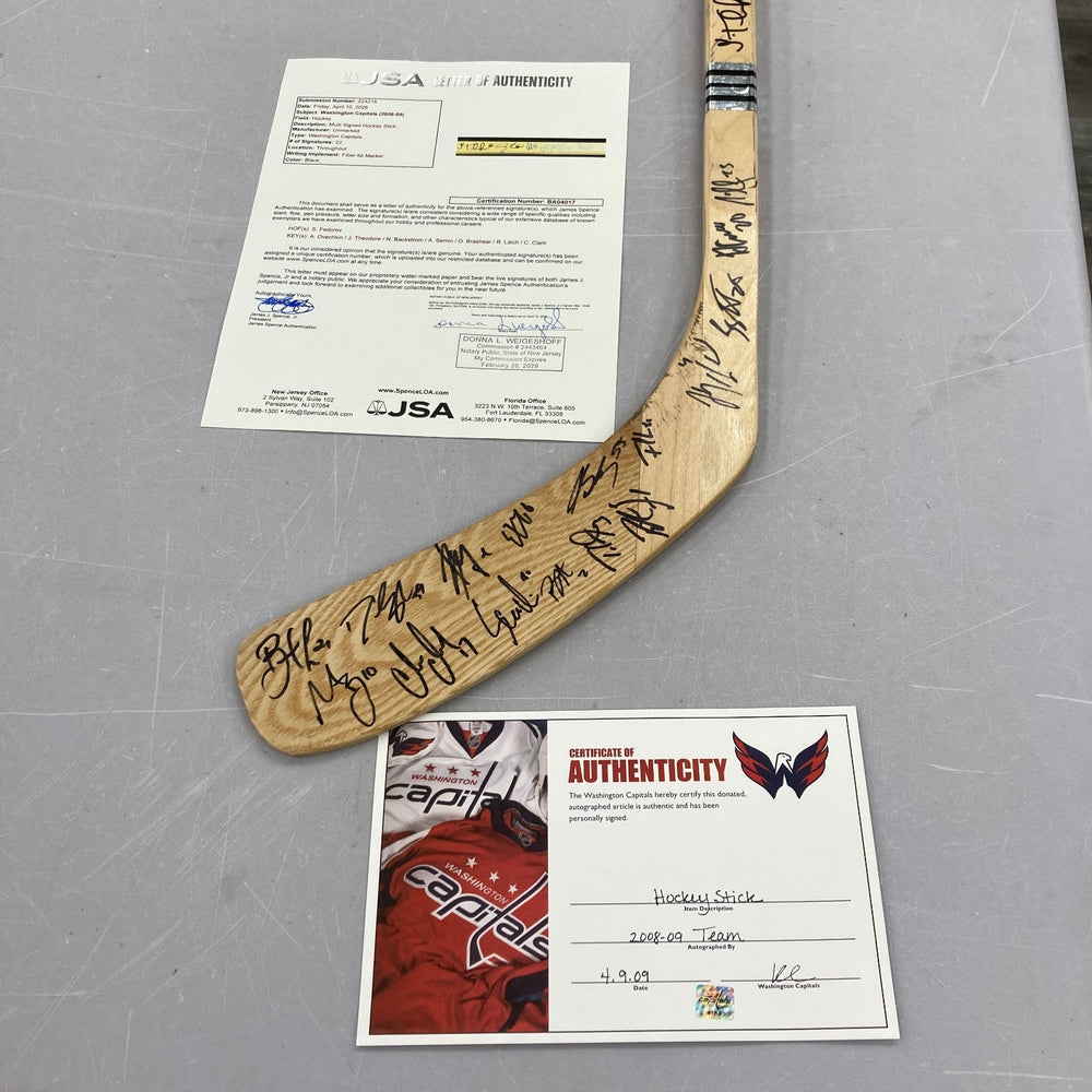 2008-09 Washington Capitals Team Signed Hockey Stick Alexander Ovechkin JSA COA
