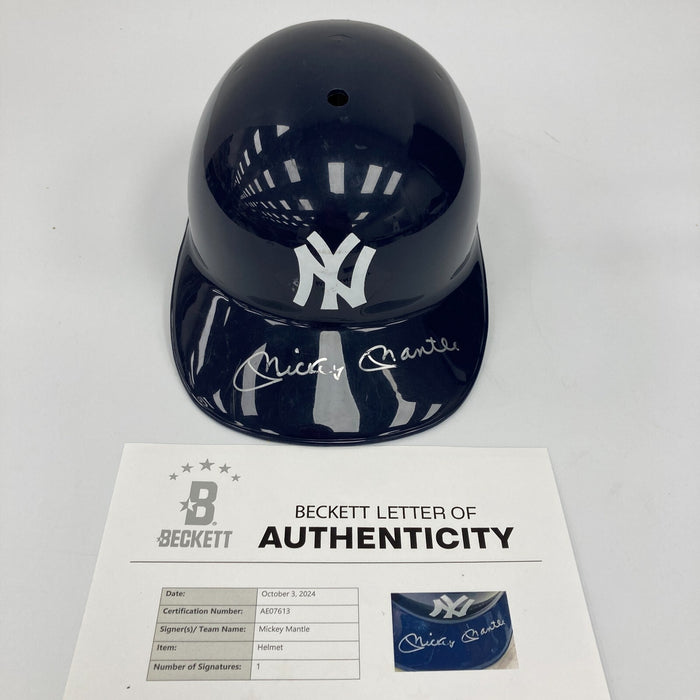 Mickey Mantle Signed New York Yankees Baseball Helmet Beckett COA