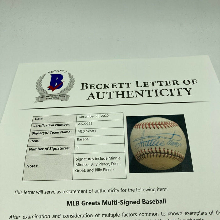Minnie Minoso Multi Signed Autographed Major League Baseball With Beckett COA