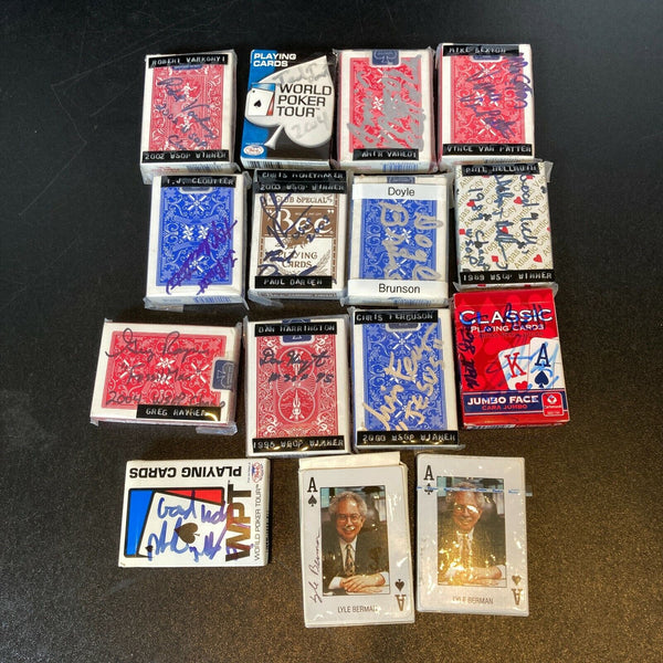 Lot Of (14) Pokers Champions Signed Card Decks RARE