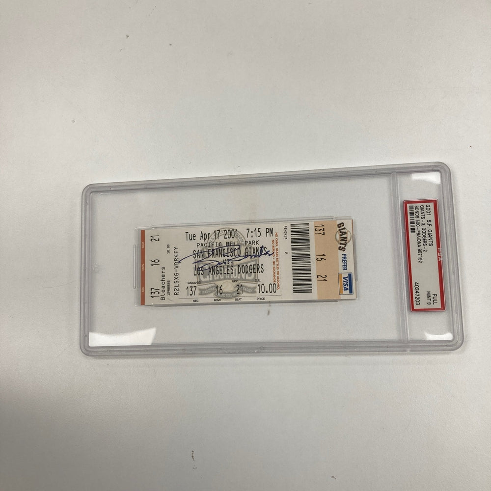 Barry Bonds Signed 500 Home Run April 17, 2001 Full Ticket PSA 9 MINT