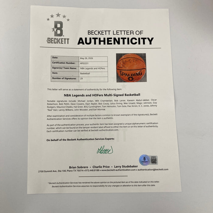 Michael Jordan Wilt Chamberlain Hall Of Fame Multi Signed Basketball Beckett COA
