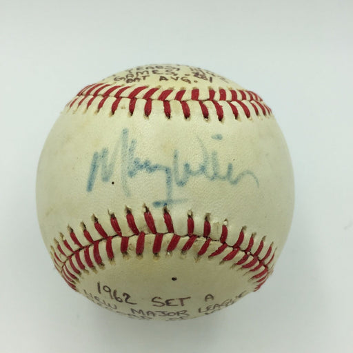 Maury Wills Signed Heavily Inscribed National League Stat Baseball JSA COA