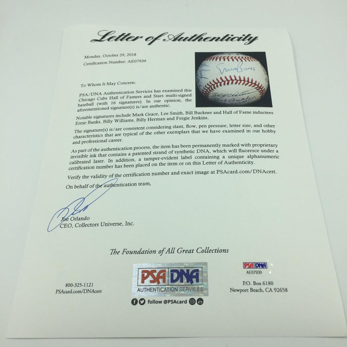 Chicago Cubs Hall Of Fame & Legends Signed Baseball 16 Sigs Ernie Banks PSA DNA