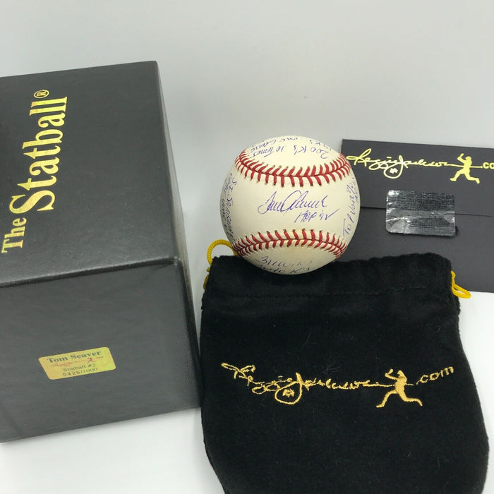 Rare Tom Seaver Signed Heavily Inscribed Career STAT Baseball With RJ COA