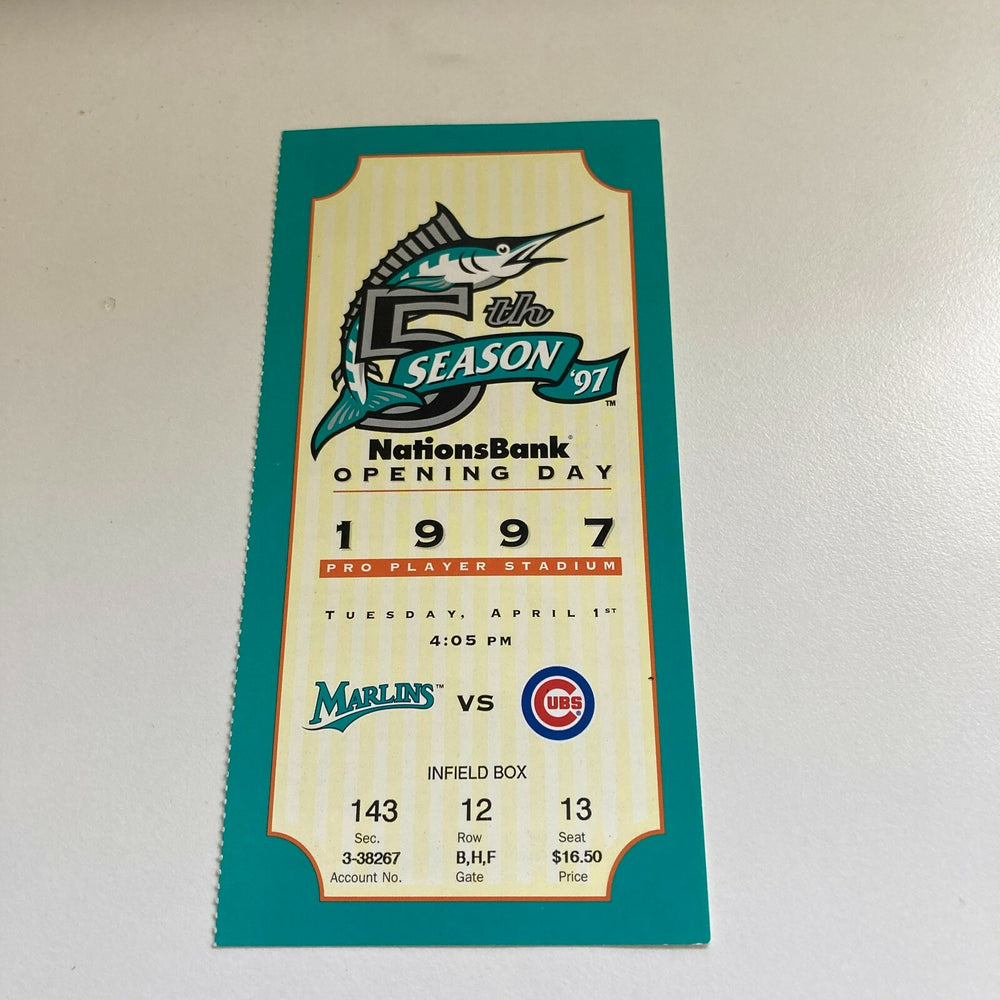 Kevin Orie MLB Debut First Game Original Ticket April 1, 1997