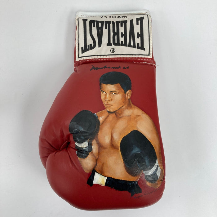 Muhammad Ali Signed Hand Painted Art Everlast Boxing Glove JSA COA Auto
