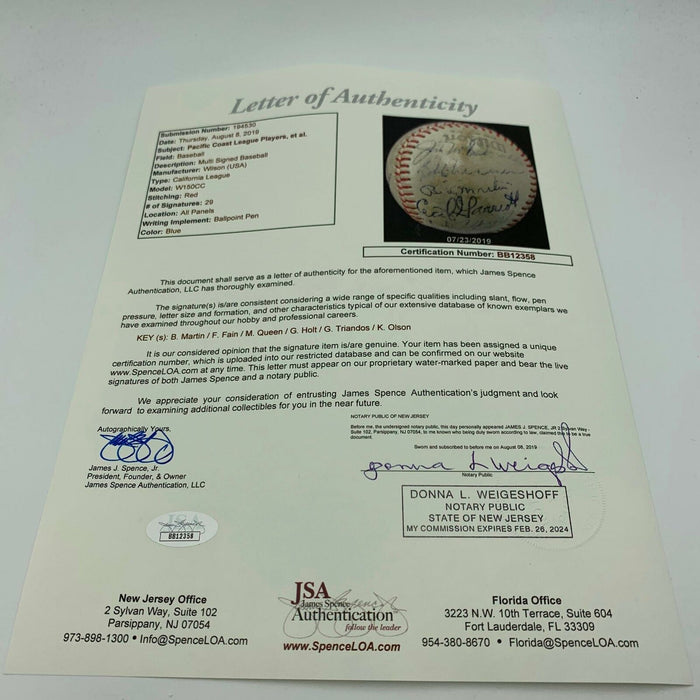 Earliest Known Billy Martin 1947 Oakland Oaks Team Signed Baseball JSA COA