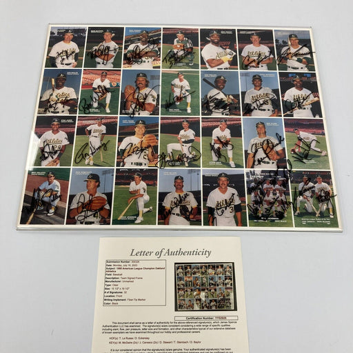 1988 Mother's Cookies Oakland A's Team Signed Uncut Sheet Mark Mcgwire JSA COA