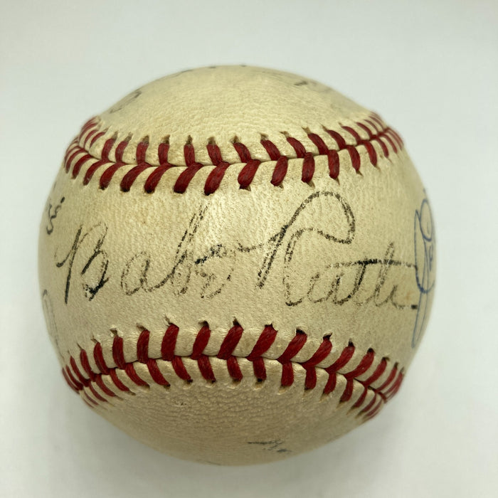 Babe Ruth Ty Cobb Honus Wagner 1939 HOF Inaugural Induction Signed Baseball PSA