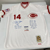 Pete Rose Signed Heavily Inscribed STATS Cincinnati Reds Jersey PSA DNA COA