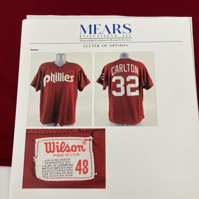 Steve Carlton Signed 1978 Game Used Philadelphia Phillies Jersey MEARS COA