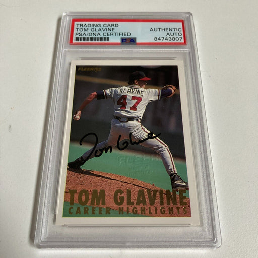 1993 Fleer Tom Glavine Signed Promo Card With Fleer Stamp PSA DNA RARE