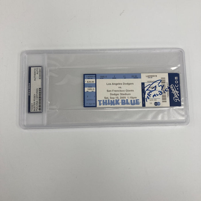 Buster Posey First MLB Home Run 9-19-2009 Signed Ticket PSA DNA