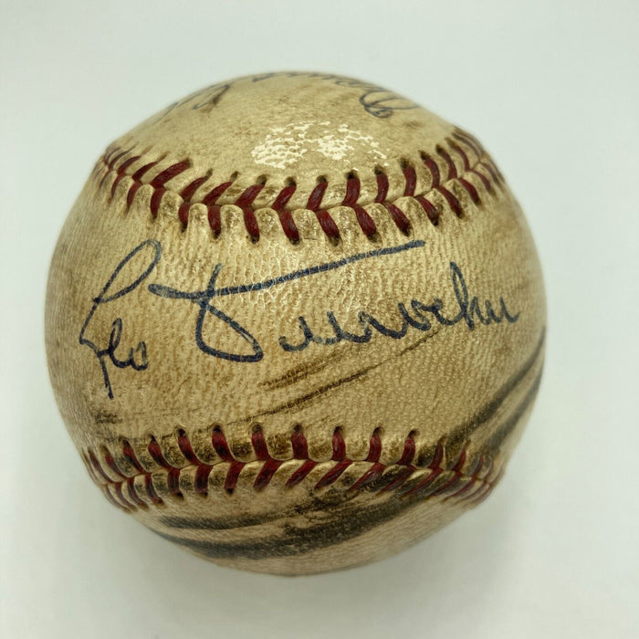 Will Harridge Warren Giles Bucky Harris Hanks Greenberg Signed Baseball JSA COA