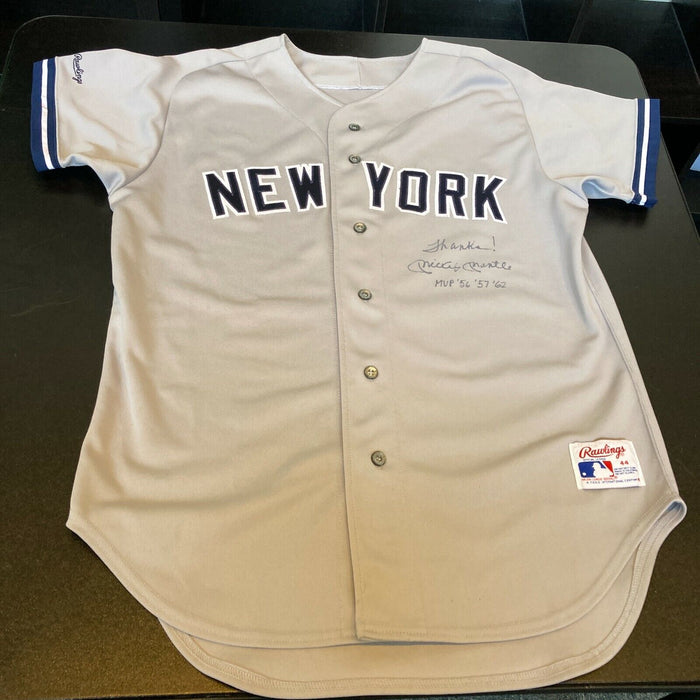 Mickey Mantle 1956, 1957, 1962 MVP Signed New York Yankees Jersey Beckett COA