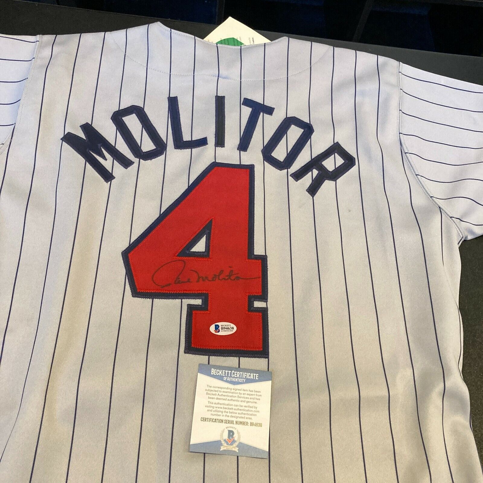 Paul Molitor Signed Autographed Minnesota Twins Baseball Jersey