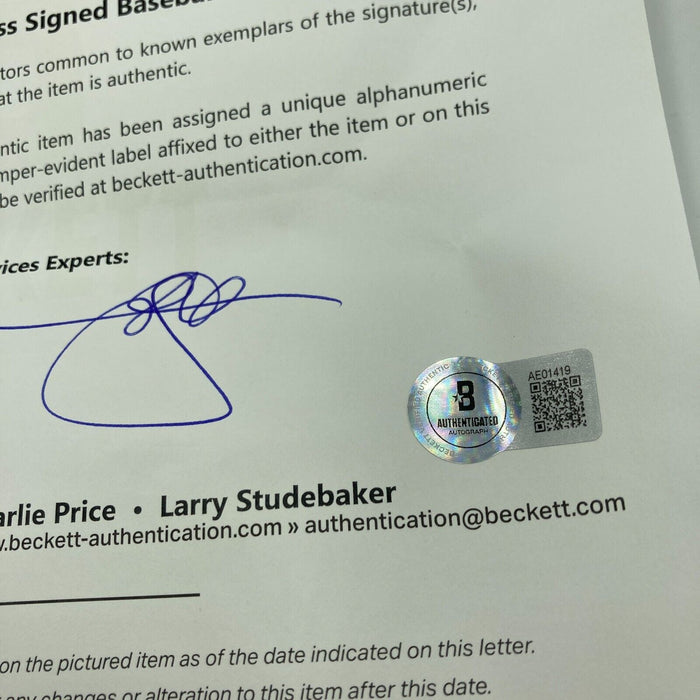 Rare George Snuffy Stirnweiss Single Signed Baseball Beckett COA