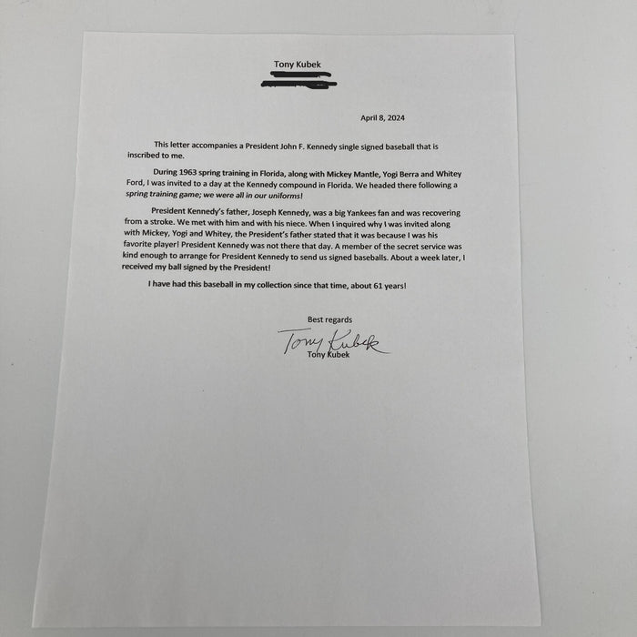 President John F. Kennedy Single Signed Baseball JFK PSA DNA COA