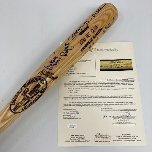 Beautiful 3,000 Hit Club Multi Signed Baseball Bat Willie Mays Hank Aaron JSA