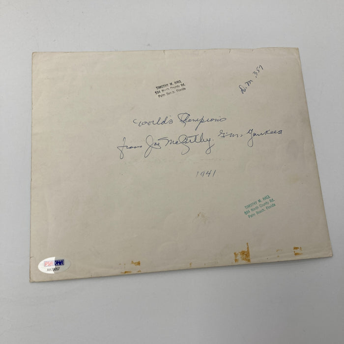 Joe Mccarthy Signed Original 1941 New York Yankees Team Photo With PSA DNA