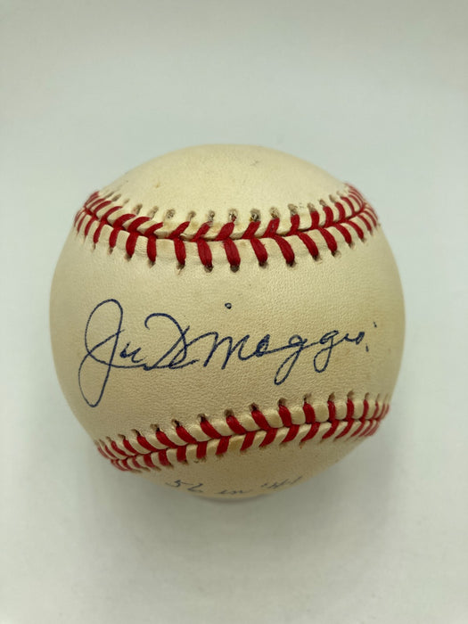 Joe Dimaggio Signed Heavily Inscribed STAT Baseball JSA COA