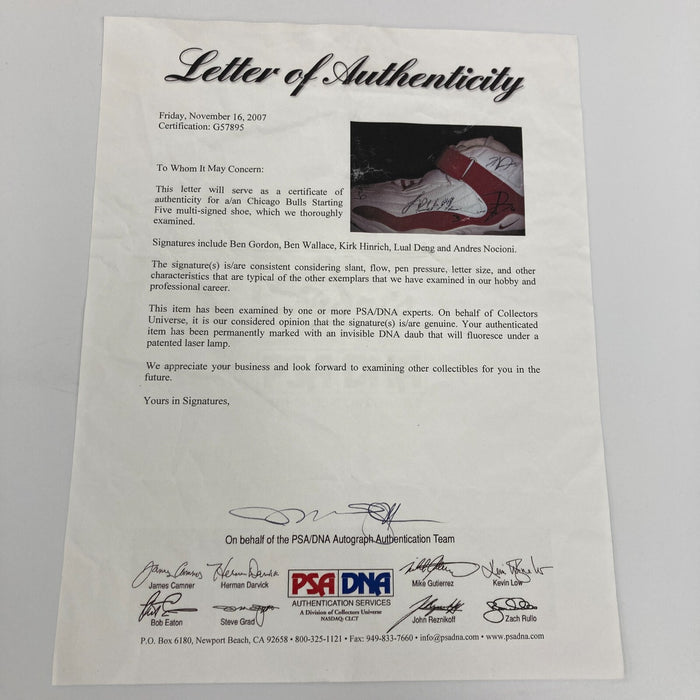 2007-08 Chicago Bulls Starting 5 Signed Nike Air Max Penny 4 Sneaker PSA DNA COA
