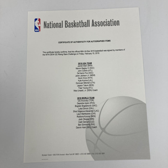 2019 NBA Rising Stars Signed Basketball Shai Gilgeous-Alexander Luka Doncic BAS