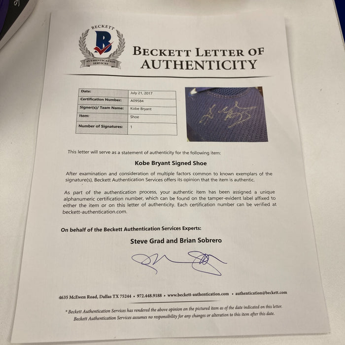 Kobe Bryant Signed Inscribed "20 Seasons" Nike Kobe IX 9 EM Sneakers Beckett COA