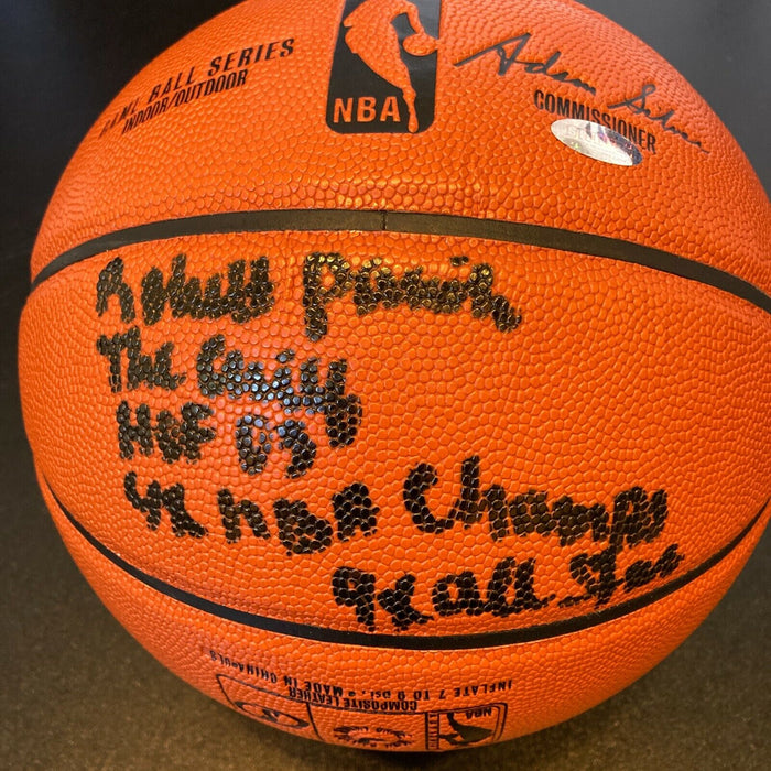 Robert Parish Signed Heavily Inscribed STAT NBA Game Basketball With Steiner COA
