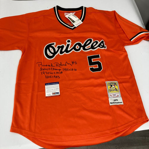 Brooks Robinson Signed Heavily Inscribed STATS Baltimore Orioles Jersey PSA DNA