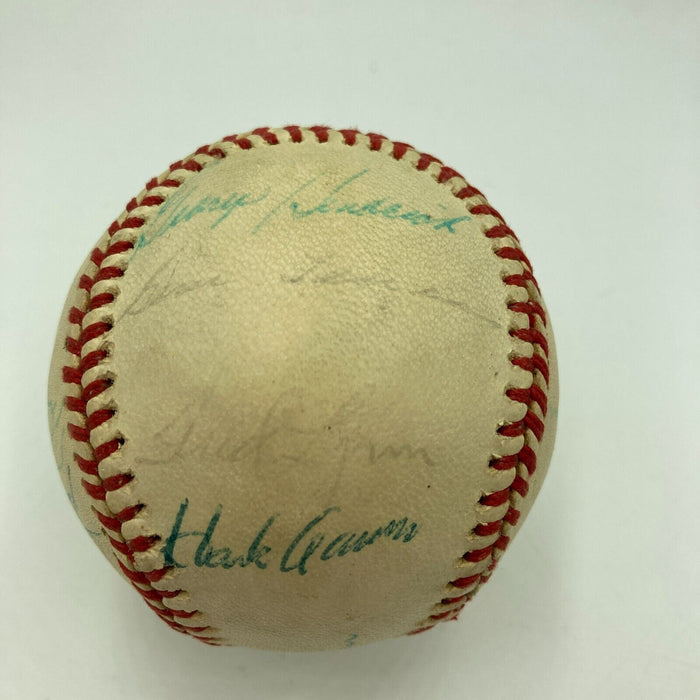 1975 All Star Game team Signed Baseball Thurman Munson Hank Aaron JSA COA
