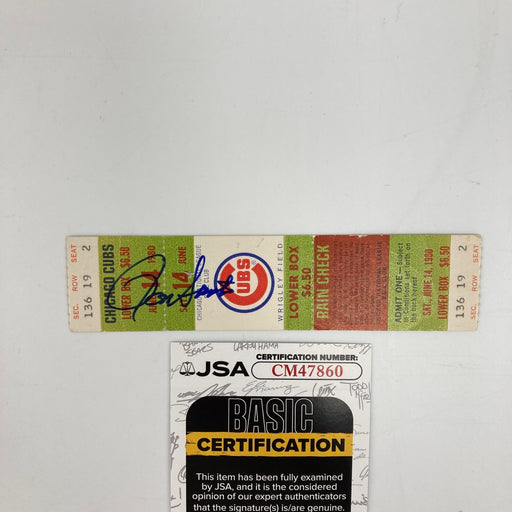 Ron Santo Signed 1976 Chicago Cubs Full Ticket JSA COA