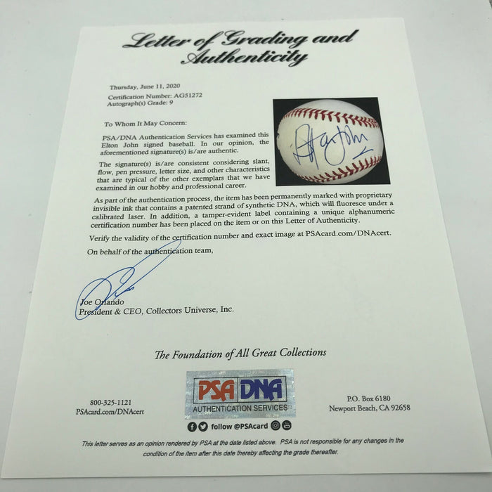 Elton John Single Signed Official Major League Baseball PSA DNA Graded MINT 9