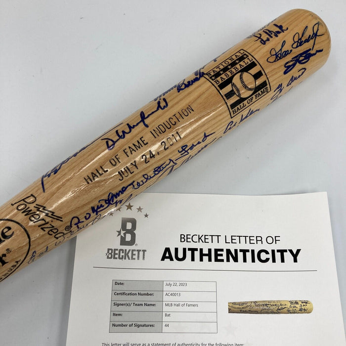 Beautiful 2011 Hall Of Fame Induction Signed Baseball Bat 44 Sigs Beckett COA