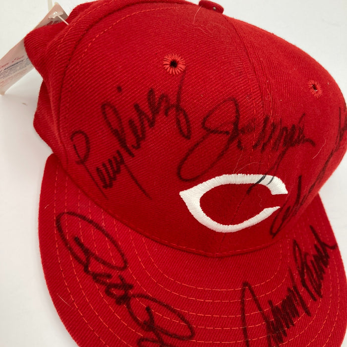 Pete Rose Johnny Bench Joe Morgan Big Red Machine Cincinnati Reds Signed Hat JSA