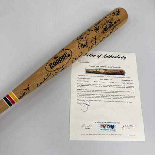 1991 Toronto Blue Jays Team Signed Game Model Baseball Bat PSA DNA & Beckett COA