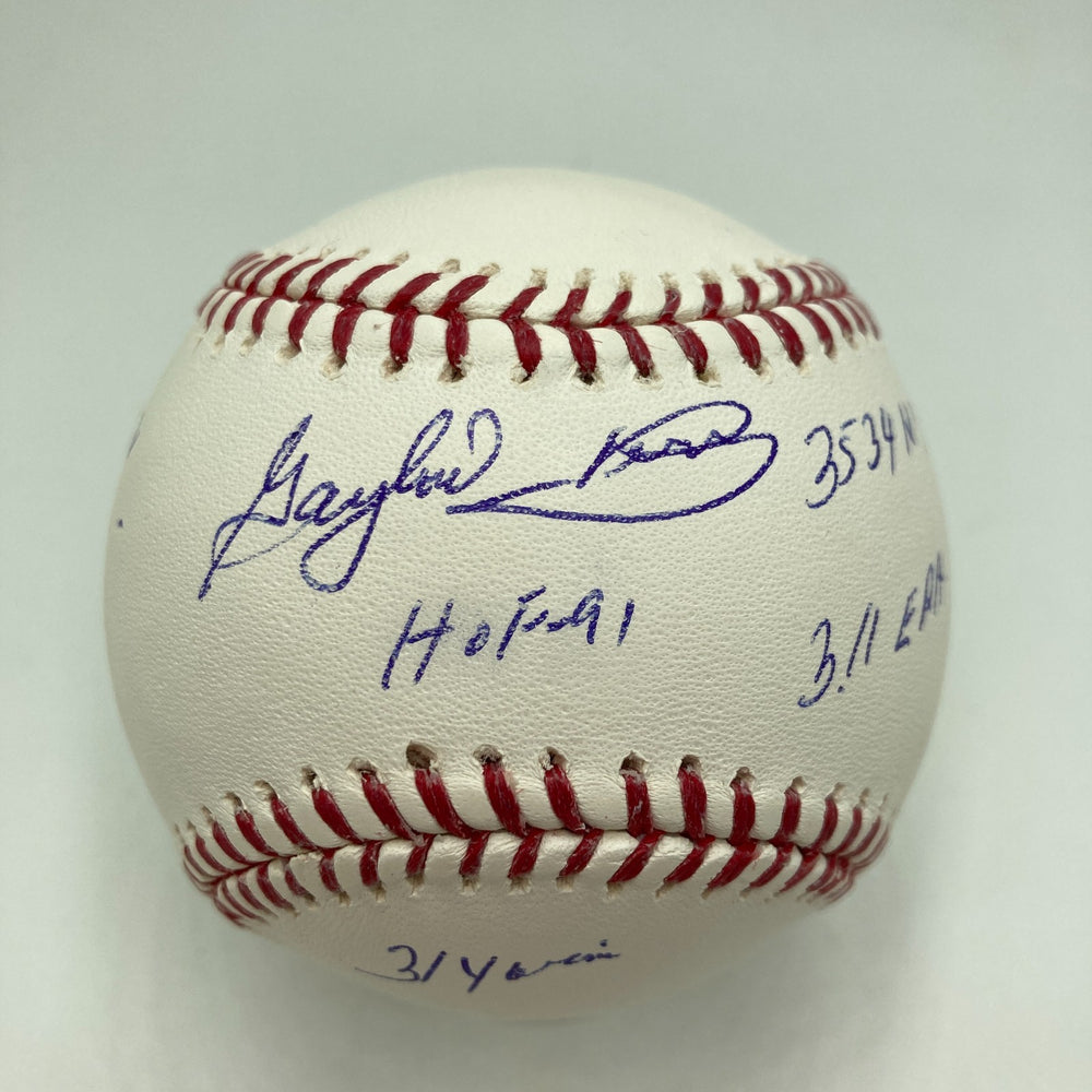 Gaylord Perry Signed Heavily Inscribed Career STAT Baseball PSA DNA COA