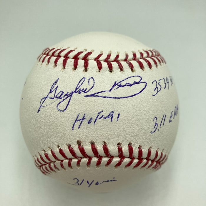 Gaylord Perry Signed Heavily Inscribed Career STAT Baseball PSA DNA COA