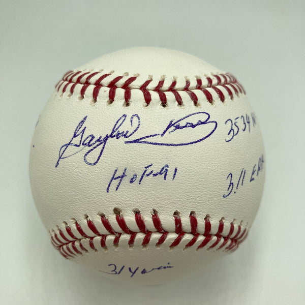 Gaylord Perry Signed Heavily Inscribed Career STAT Baseball PSA DNA COA