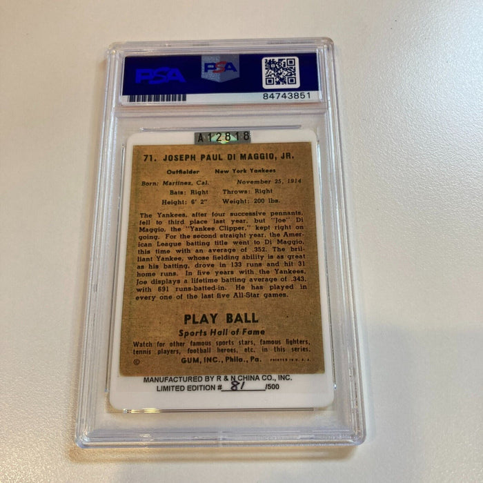 1941 Play Ball Joe Dimaggio Signed Porcelain Baseball Card PSA DNA Auto