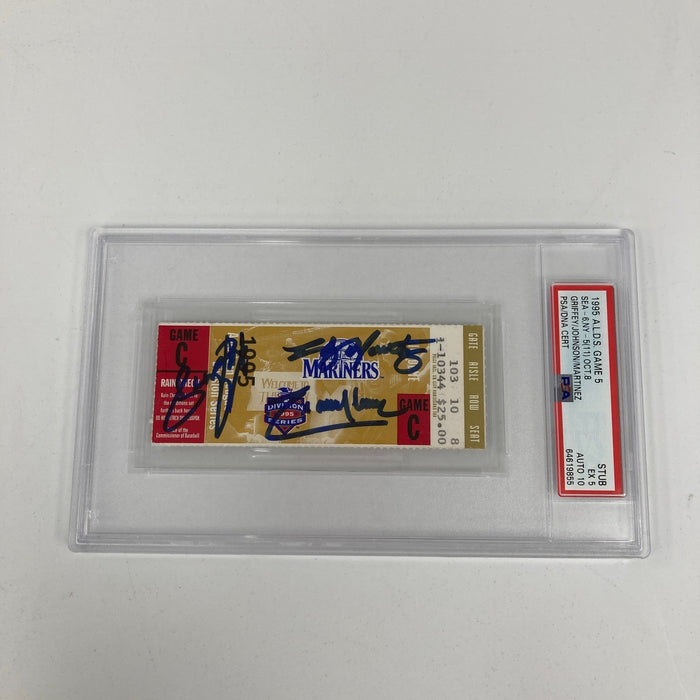 Ken Griffey Jr. & Randy Johnson Signed 1995 ALDS Game 5 Ticket PSA 10 GEM MINT