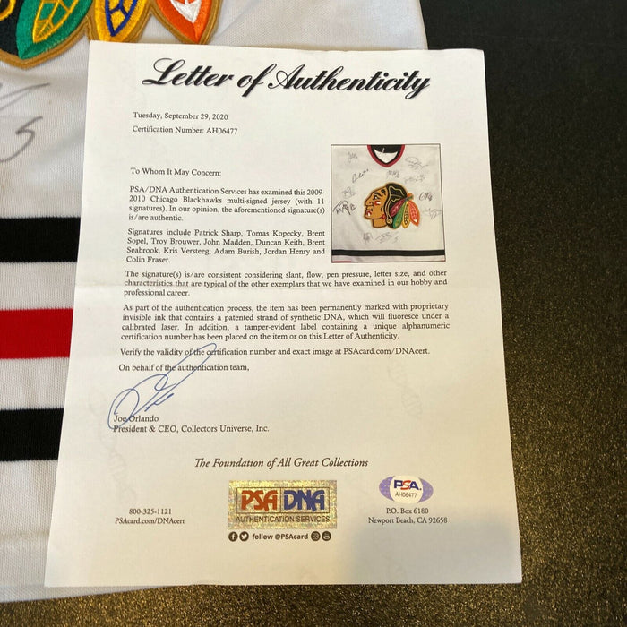 2009-10 Chicago Blackhawks Stanley Cup Champs Team Signed Jersey PSA DNA COA